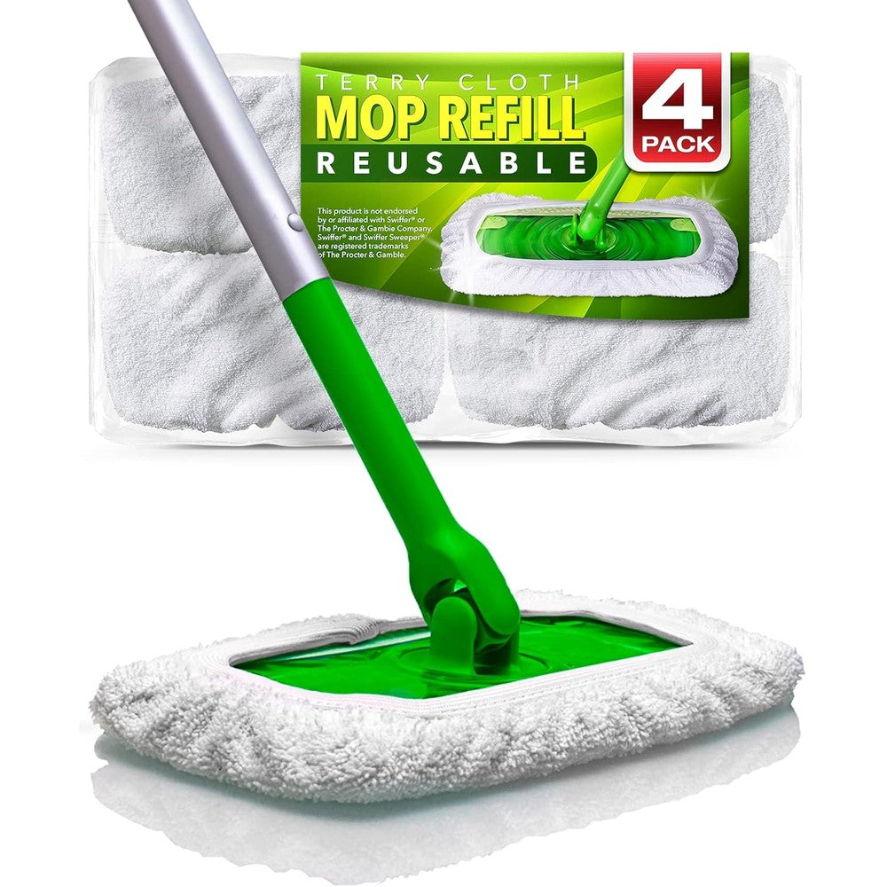 VanDuck reusable cotton mop pads four pack front view showing premium terry cloth texture.