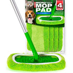 VanDuck reusable microfiber mop pads four pack front view showing green cleaning surface