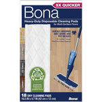 Bona Heavy Duty Disposable Cleaning Pads 18 count front view package showcasing real microfiber 3D design