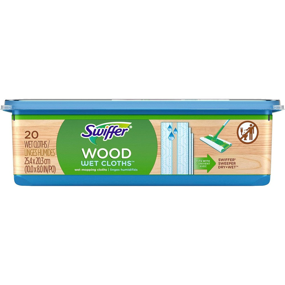 Swiffer Sweeper Wet Wood Floor Mopping Cloths 20 Count front packaging view