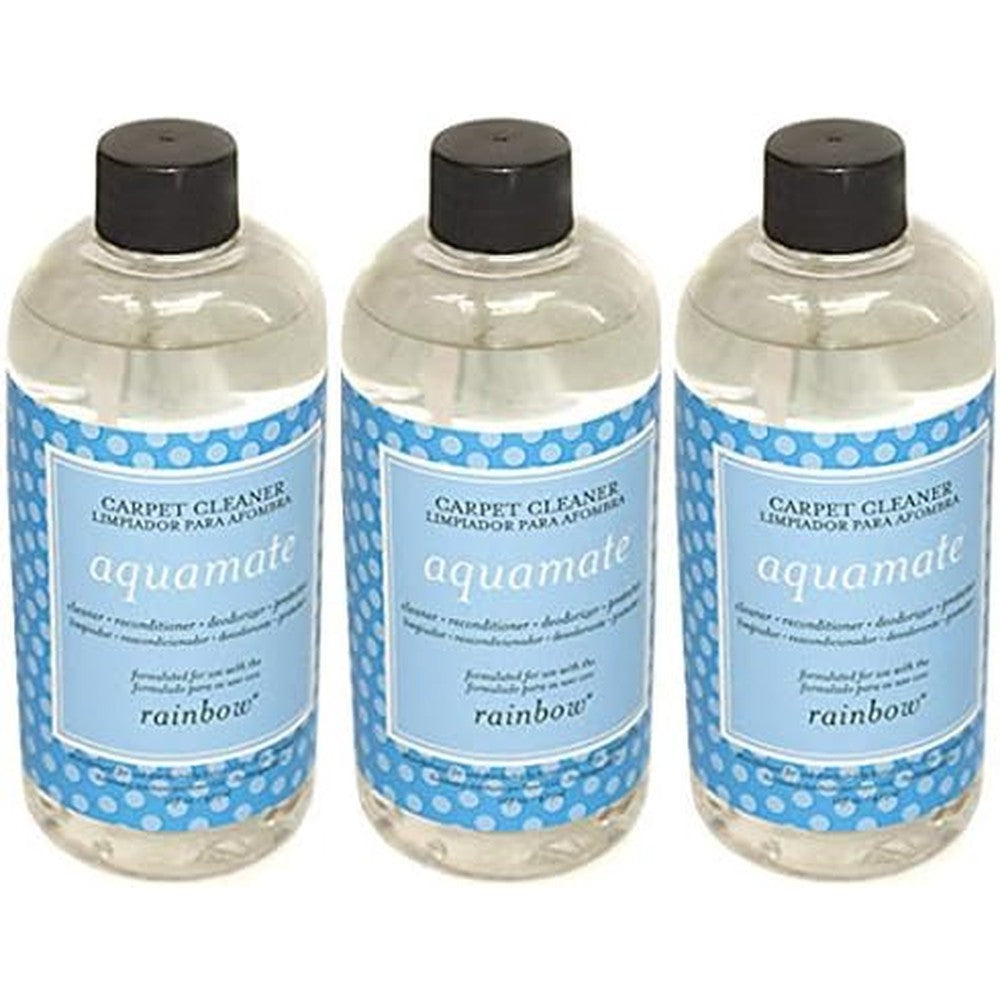 Rainbow Genuine AquaMate Carpet Shampoo 16oz Three Pack front view concentrated cleaner