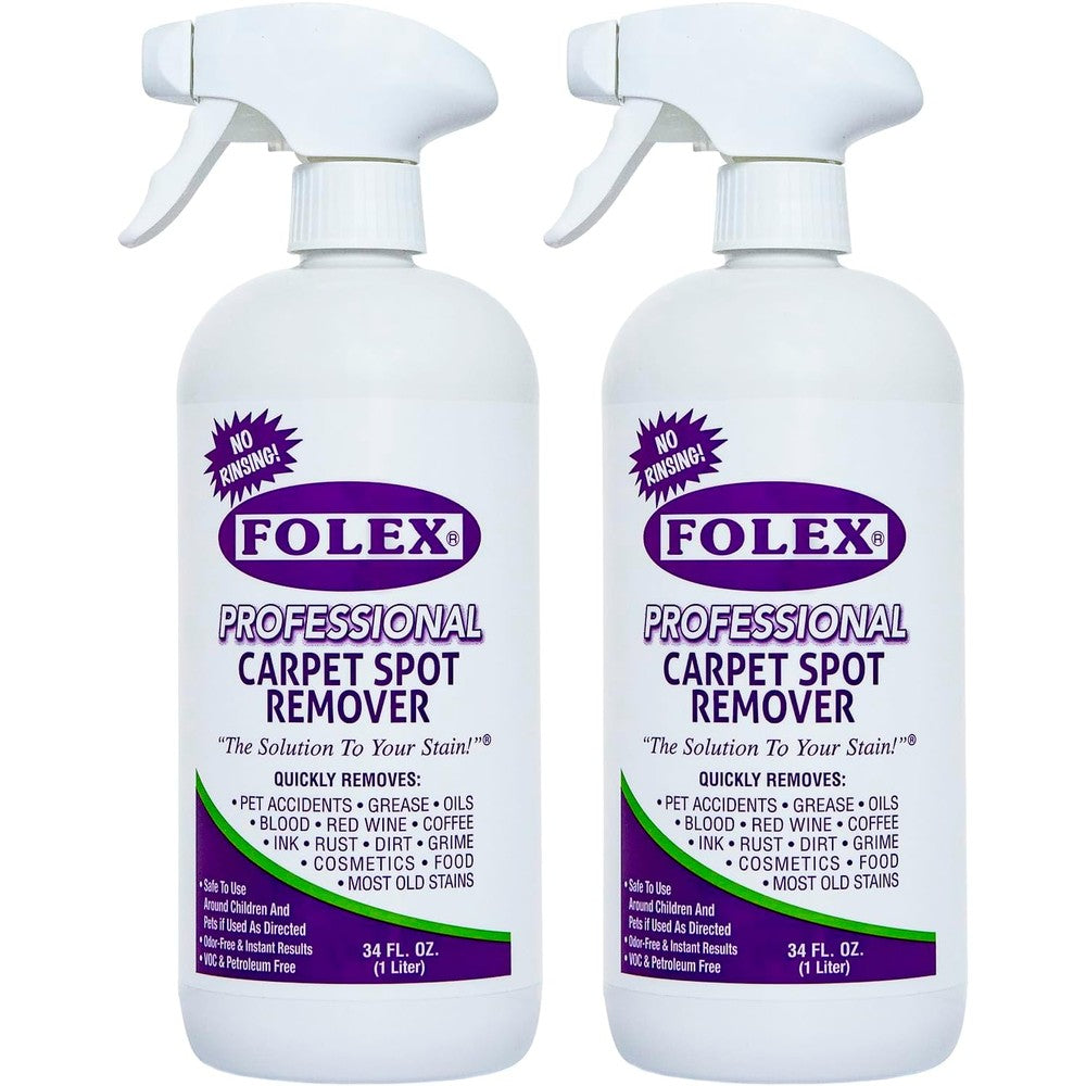 FOLEX Professional Carpet Spot Remover 34 Ounce front view bottle for instant stain removal.