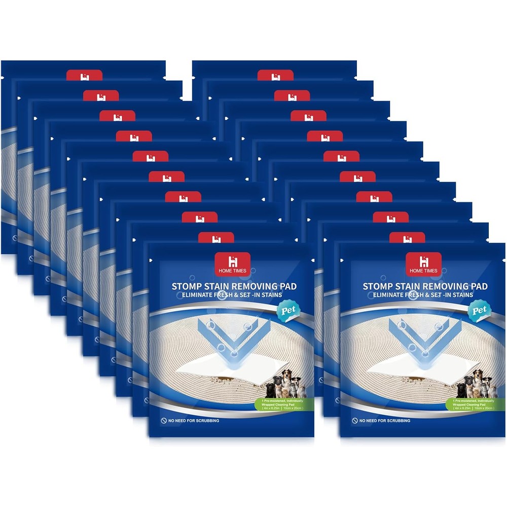 Home Times Carpet Cleaning Wet Wipes front pack view for pet stain removal.