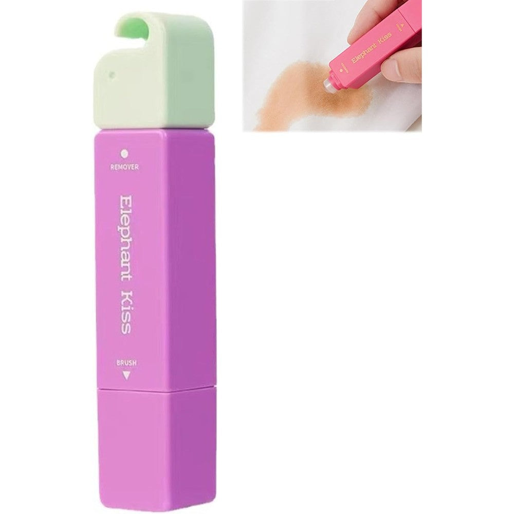 Elephant Kiss Stain Remover Pen front view showing dual-head design and purple body for instant spot cleaning.