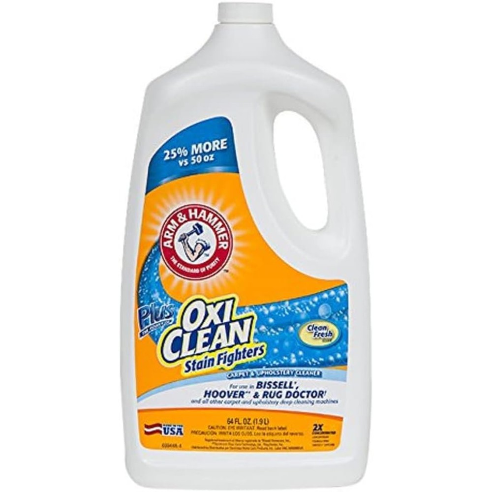 Arm & Hammer OxiClean Carpet and Upholstery Extractor Cleaner 64 Fluid Ounce front view for deep cleaning machines.