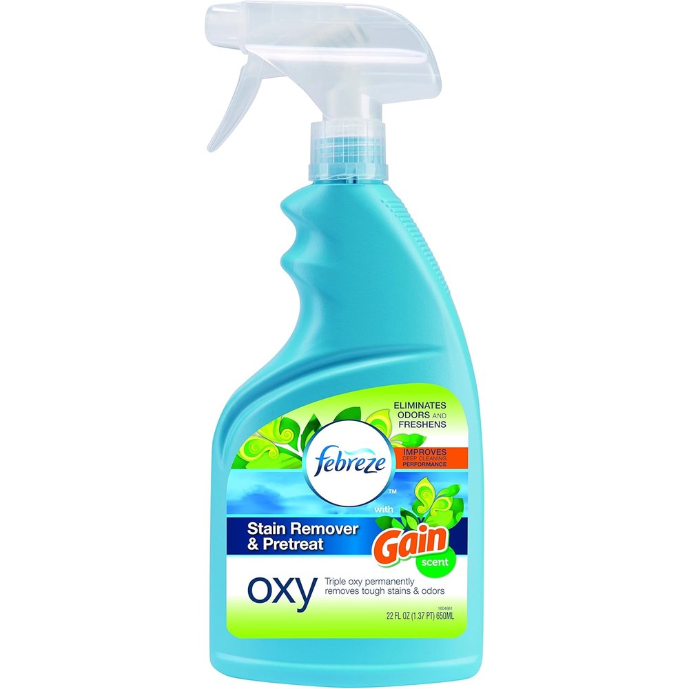 Bissell Febreze Stain Remover and Pretreat Oxy Spray 22 Ounce front view professional carpet cleaner.