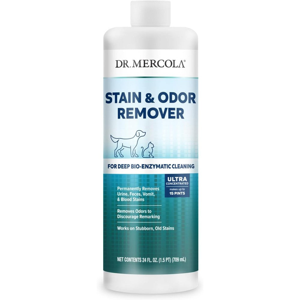 Dr. Mercola Pet Stain and Odor Remover bottle front view bio-enzymatic pet cleaner