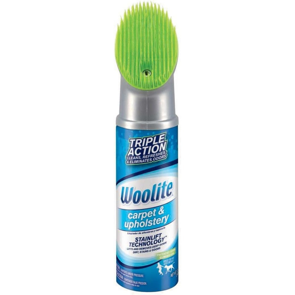 Woolite Carpet and Upholstery Foam Cleaner with built-in brush stain remover.