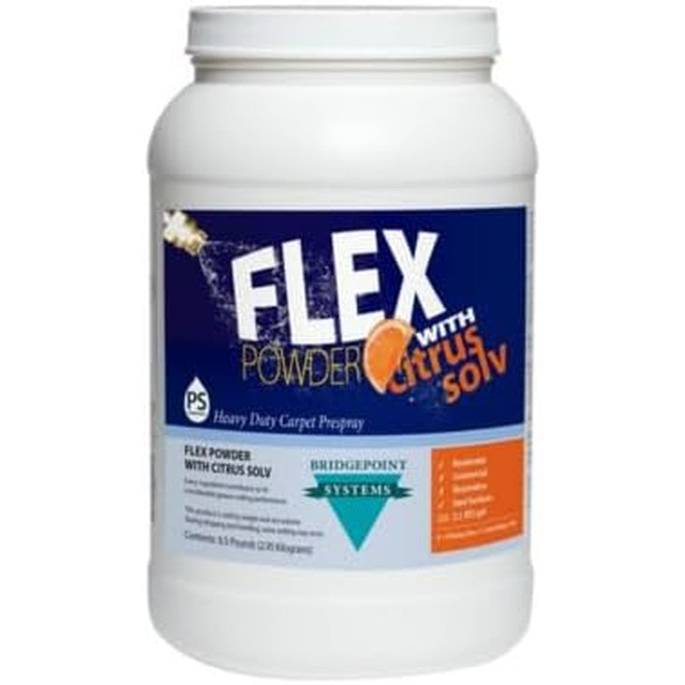 Bridgepoint Systems Flex Powder Carpet Cleaning Prespray 6.5 Pound jar front view high-alkaline restoration cleaner