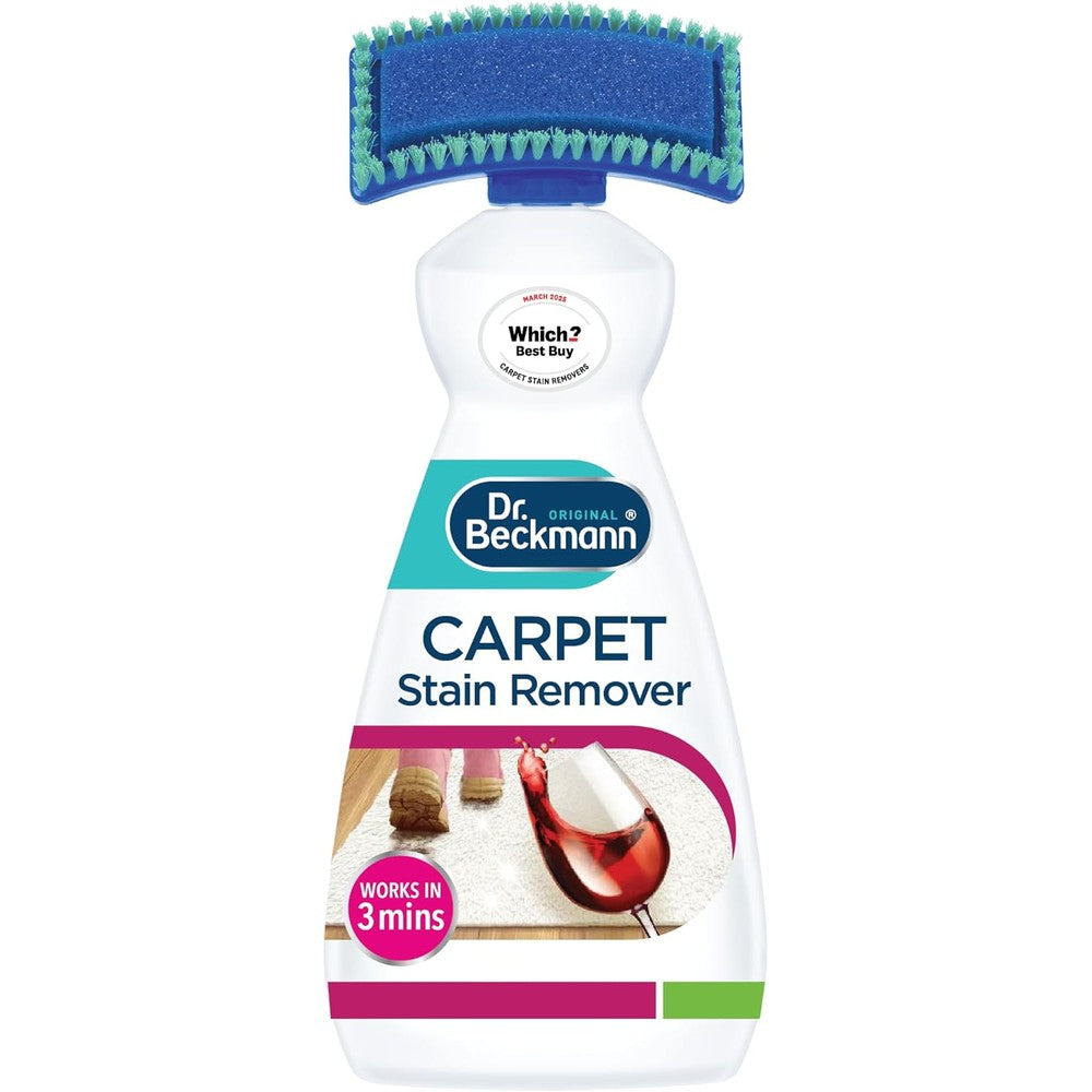 Dr. Beckmann Carpet Stain Remover 650ml bottle with integrated brush applicator front view authentic imported cleaning solution.