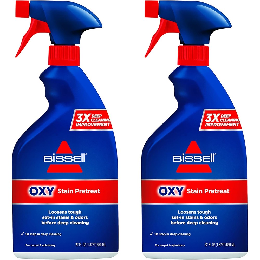 Bissell Tough Oxy Stain Pretreat Formula two pack front view for carpet cleaning