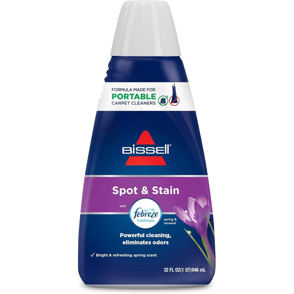 Bissell Spot and Stain with Febreze Freshness 32 Ounce front view authentic carpet cleaner solution.