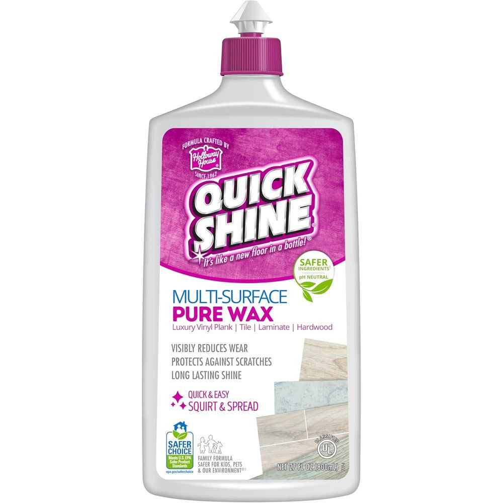 Quick Shine Pure Floor Wax 27 Ounce bottle front view for hardwood floor restoration.
