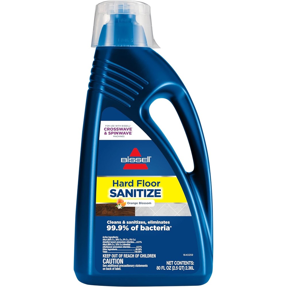 Bissell Hard Floor Sanitize Formula 80 Ounce front view bottle for CrossWave machines.