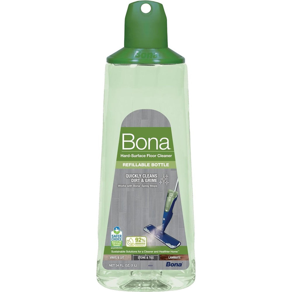 Bona Multi-Surface Hard Floor Cleaner 34 fluid ounce cartridge front view for residue-free cleaning.