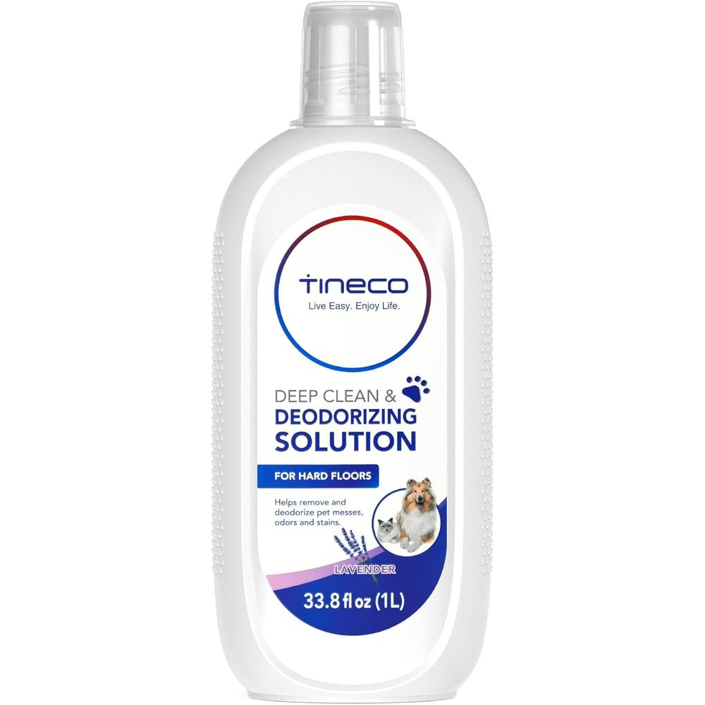 Tineco Floor Cleaning Solution 1 Liter bottle front view showing lavender scent for deep cleaning hard floors.