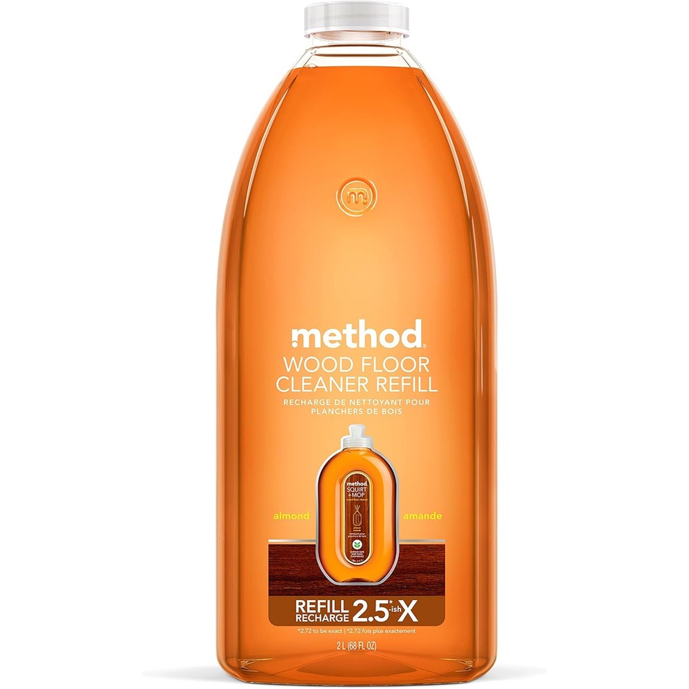 Method Squirt and Mop Hardwood Floor Cleaner Refill Almond 68 Ounce front view for eco-friendly home cleaning.