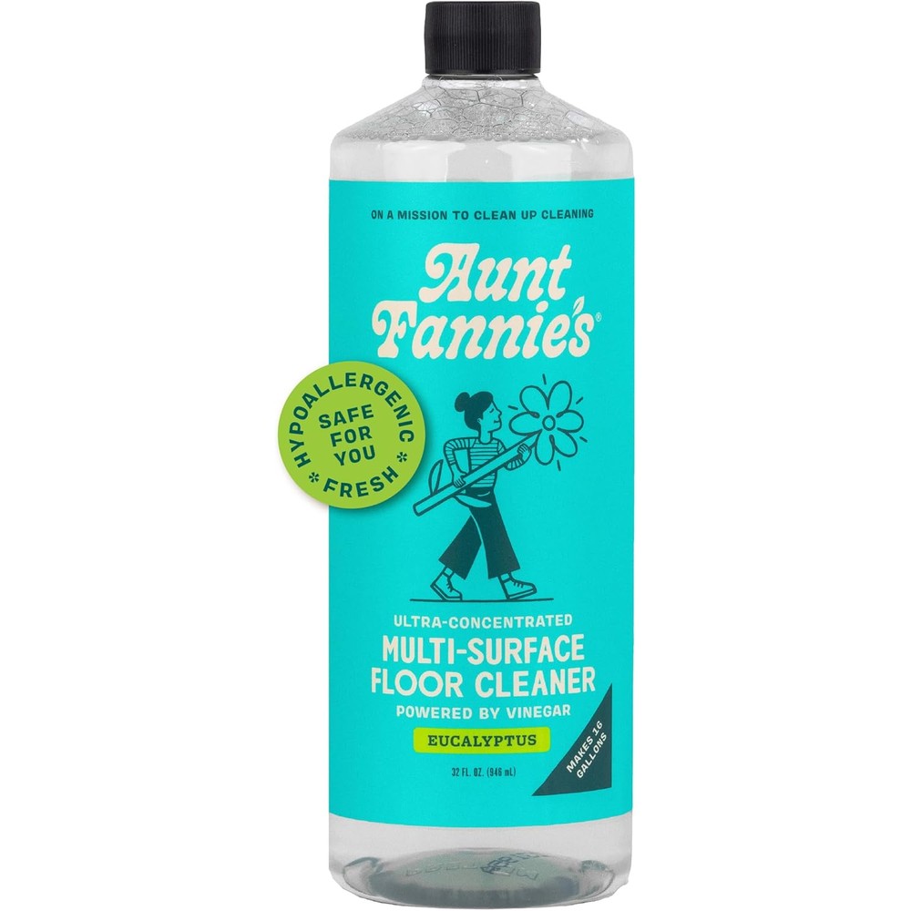 Aunt Fannie's Ultra Concentrated Floor Cleaner Vinegar Wash Eucalyptus 32 Ounce bottle front view for natural home mopping.