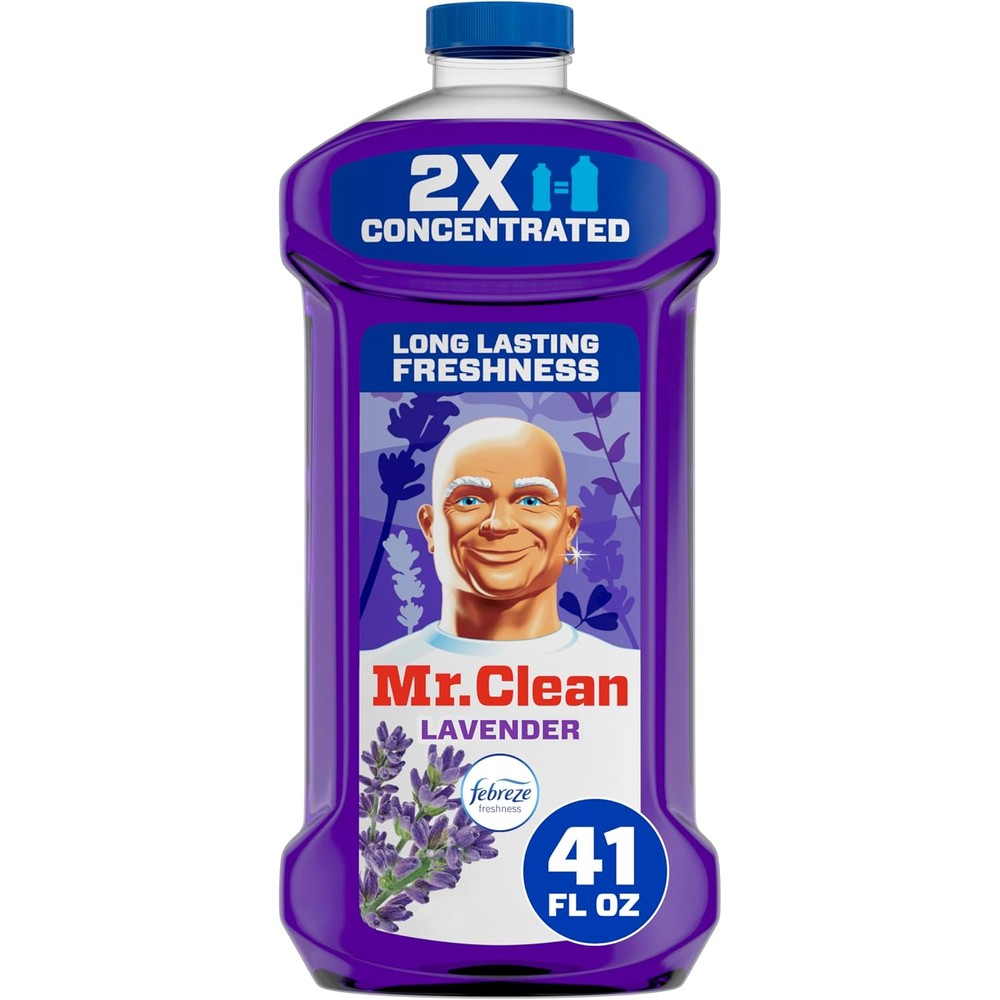 Mr. Clean All Purpose Cleaner Lavender 41 Fluid Ounce bottle front view multi surface cleaning liquid.