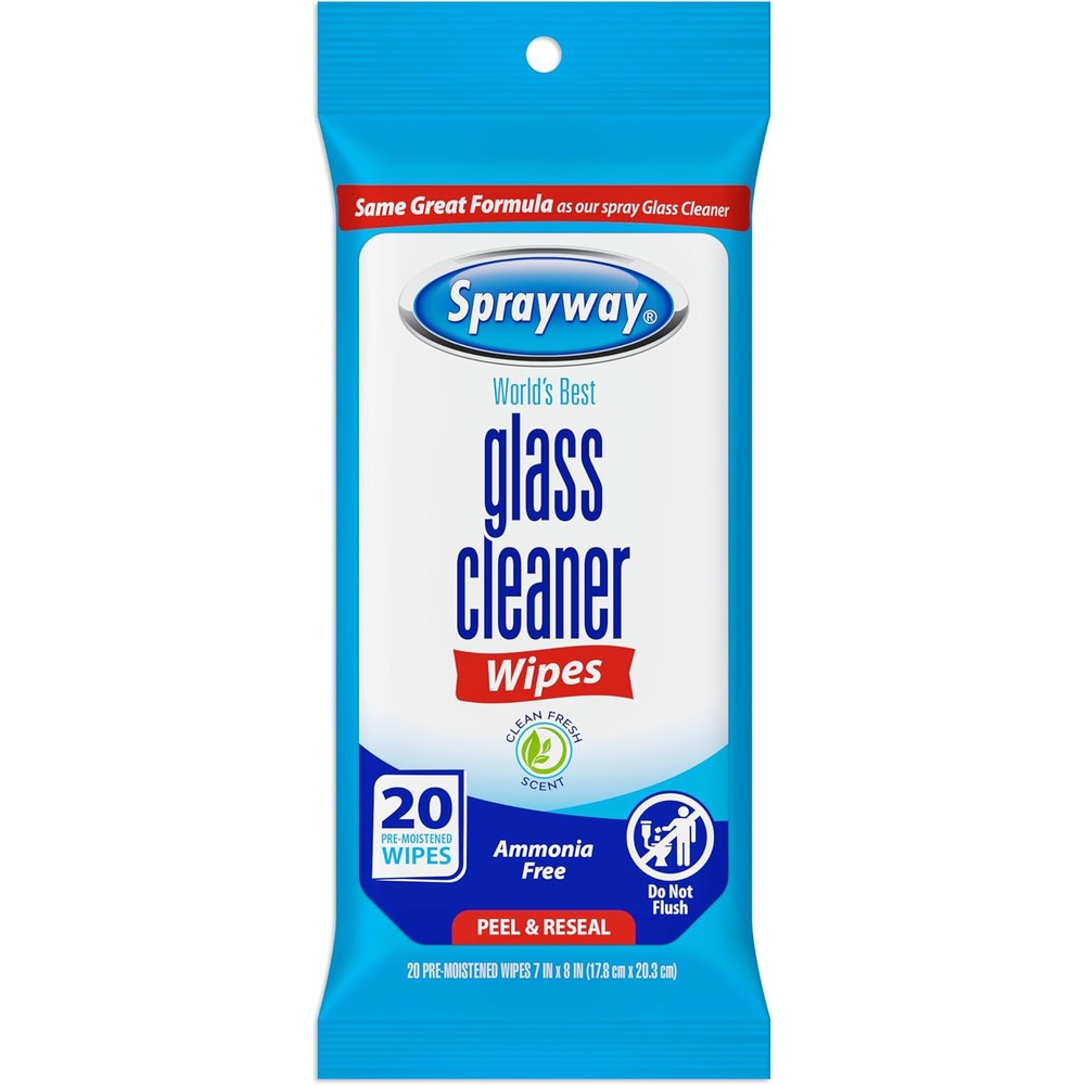 Sprayway SW199R Ammonia-Free Glass Cleaner Wipes 20 count front view