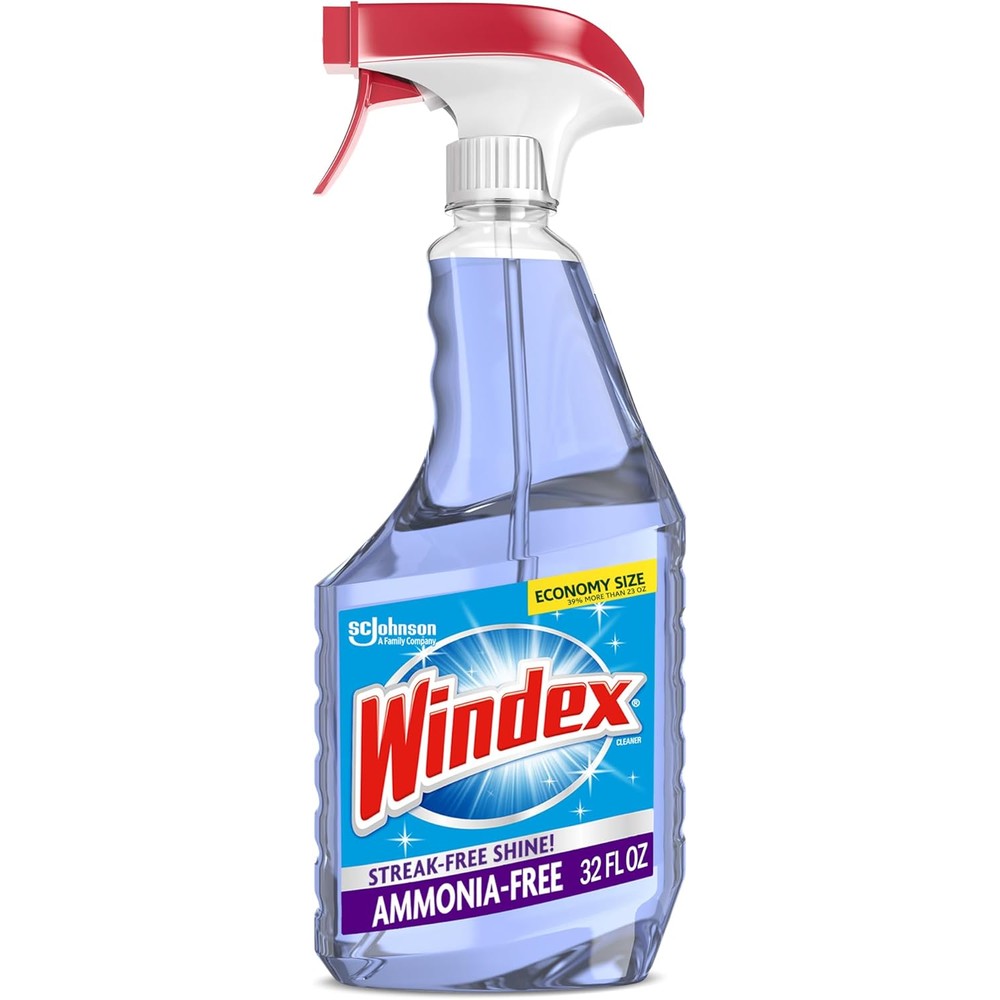 Windex Ammonia Free Glass Cleaner 32 Fluid Ounce front view for streak free shine.