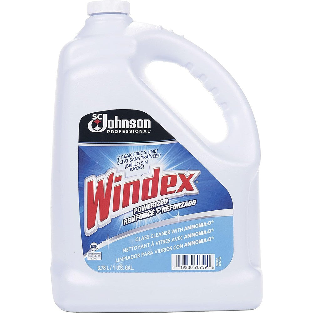 Windex Unscented Glass Cleaner 1 Gallon bottle front view professional glass cleaner.