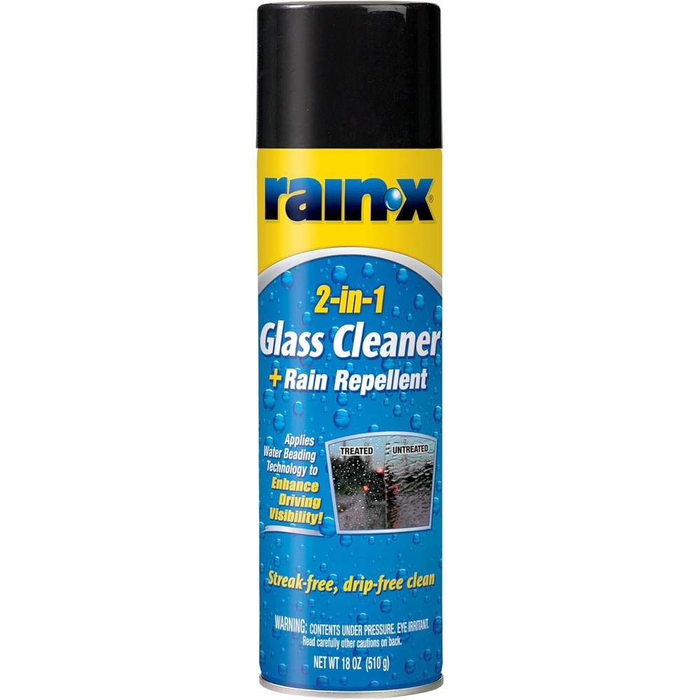 Rain-X 2-in-1 Glass Cleaner Plus Rain Repellent 18 Ounce aerosol can front view