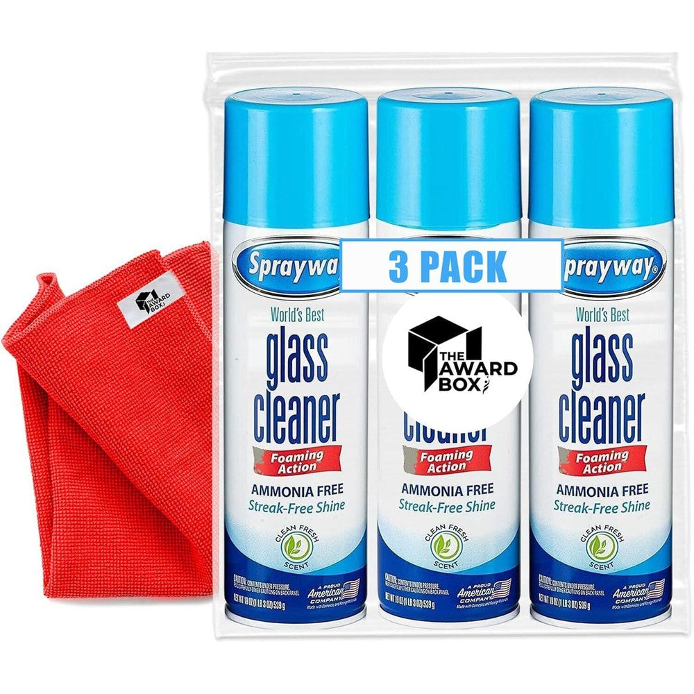 The Award Box Sprayway Glass Cleaner 3 pack front view authentic imported cleaning kit