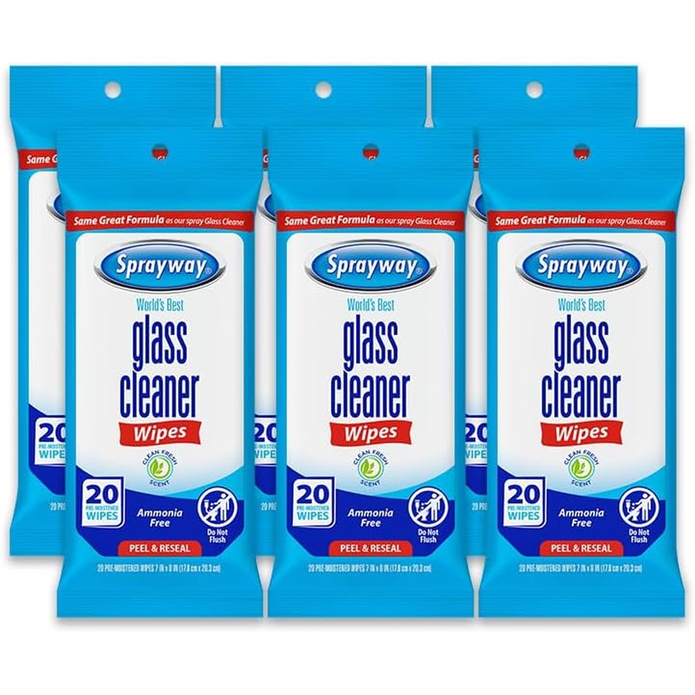 Sprayway Glass Cleaner Wipes 6 pack front view authentic glass cleaning solution