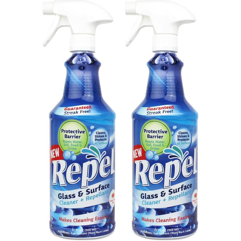 Clean-X REPEL Glass and Surface Cleaner 32 Fluid Ounce front view showing water repellent technology.