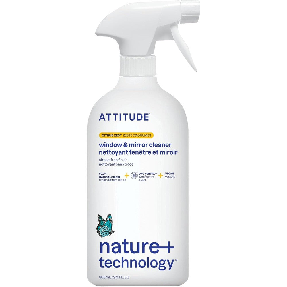 ATTITUDE Window and Mirror Cleaner Citrus Zest bottle front view