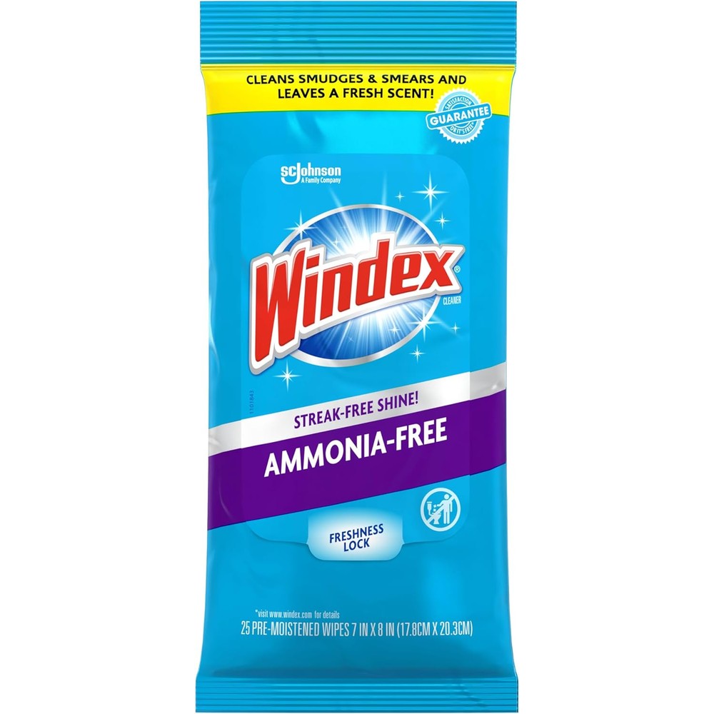 Windex Ammonia Free Glass Cleaning Wipes 25 count front view