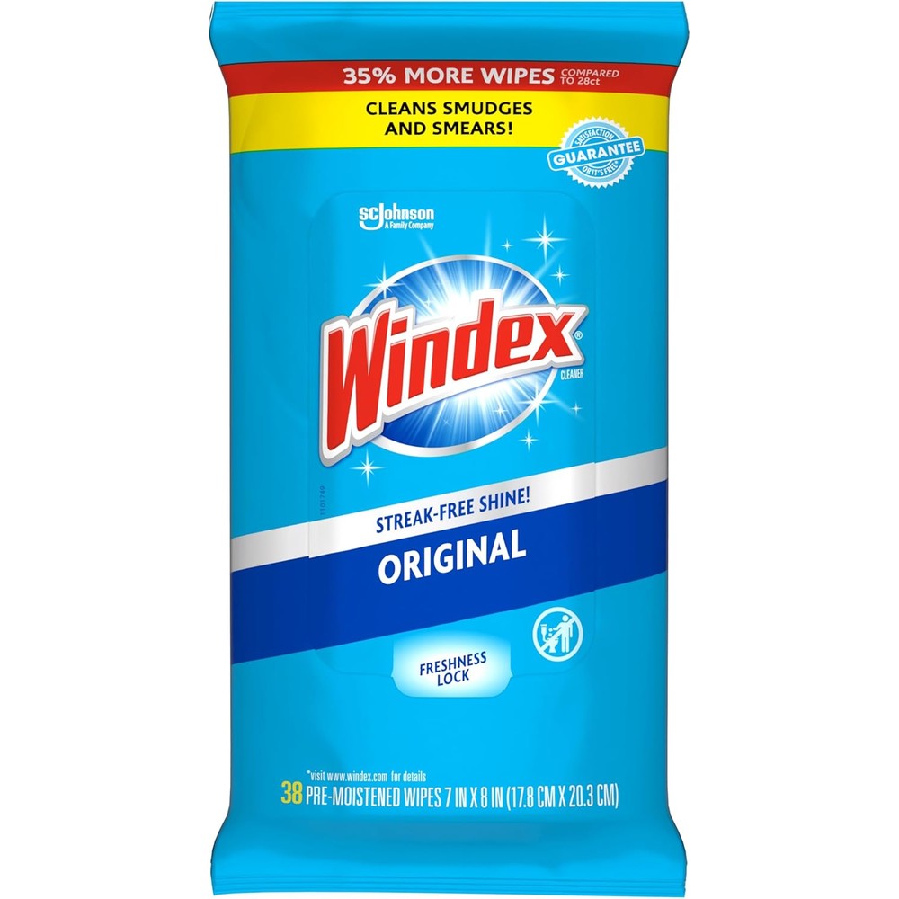 Windex Original Glass Cleaning Wipes 38 Count front pack view
