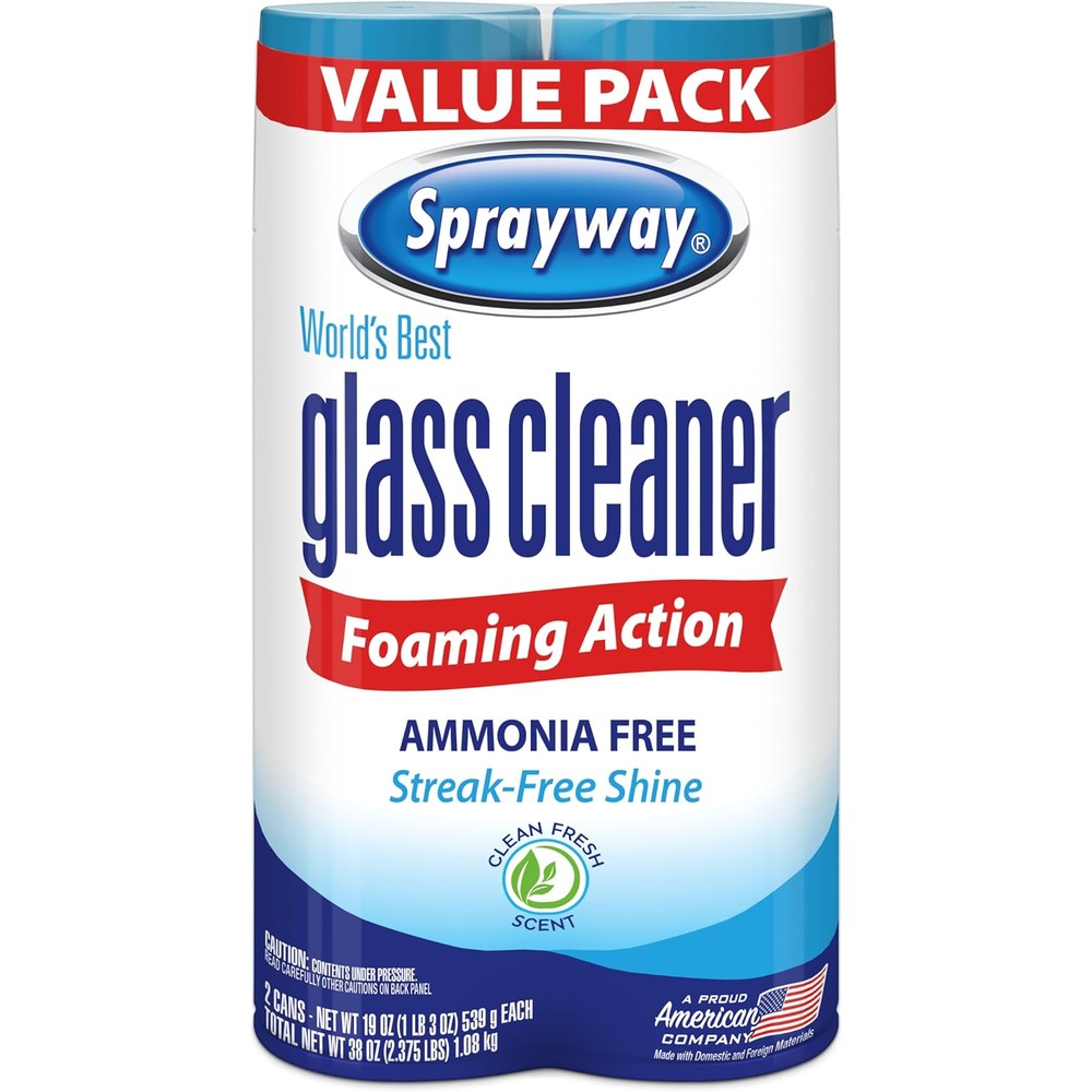 Sprayway Glass Cleaner foaming aerosol spray pack of two front view