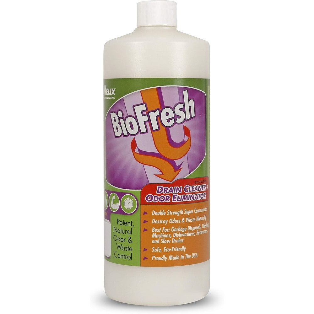Helix Laboratories BioFresh Enzyme Drain Cleaner front view for natural odor removal.