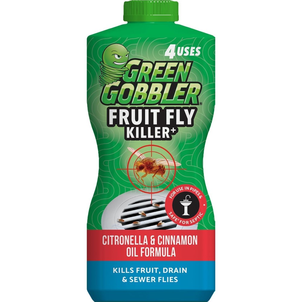 Green Gobbler Fruit Fly Killer 32 ounce bottle front view for professional drain fly treatment.