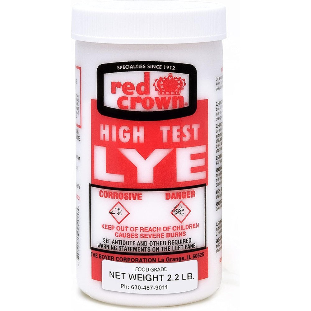 BRJR Boyer Corporation Red Crown High Test Lye front view 2.2 pounds for soap making.