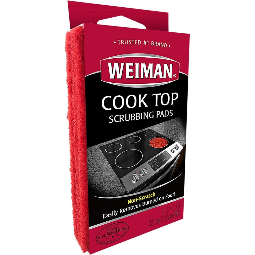 Weiman Cook Top Scrubbing Pads front packaging showing 3 count pack.