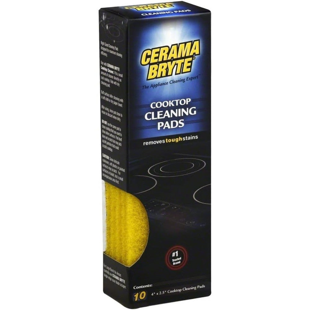 Cerama Bryte Cooktop Cleaning Pads 10 count front view stove cleaner.