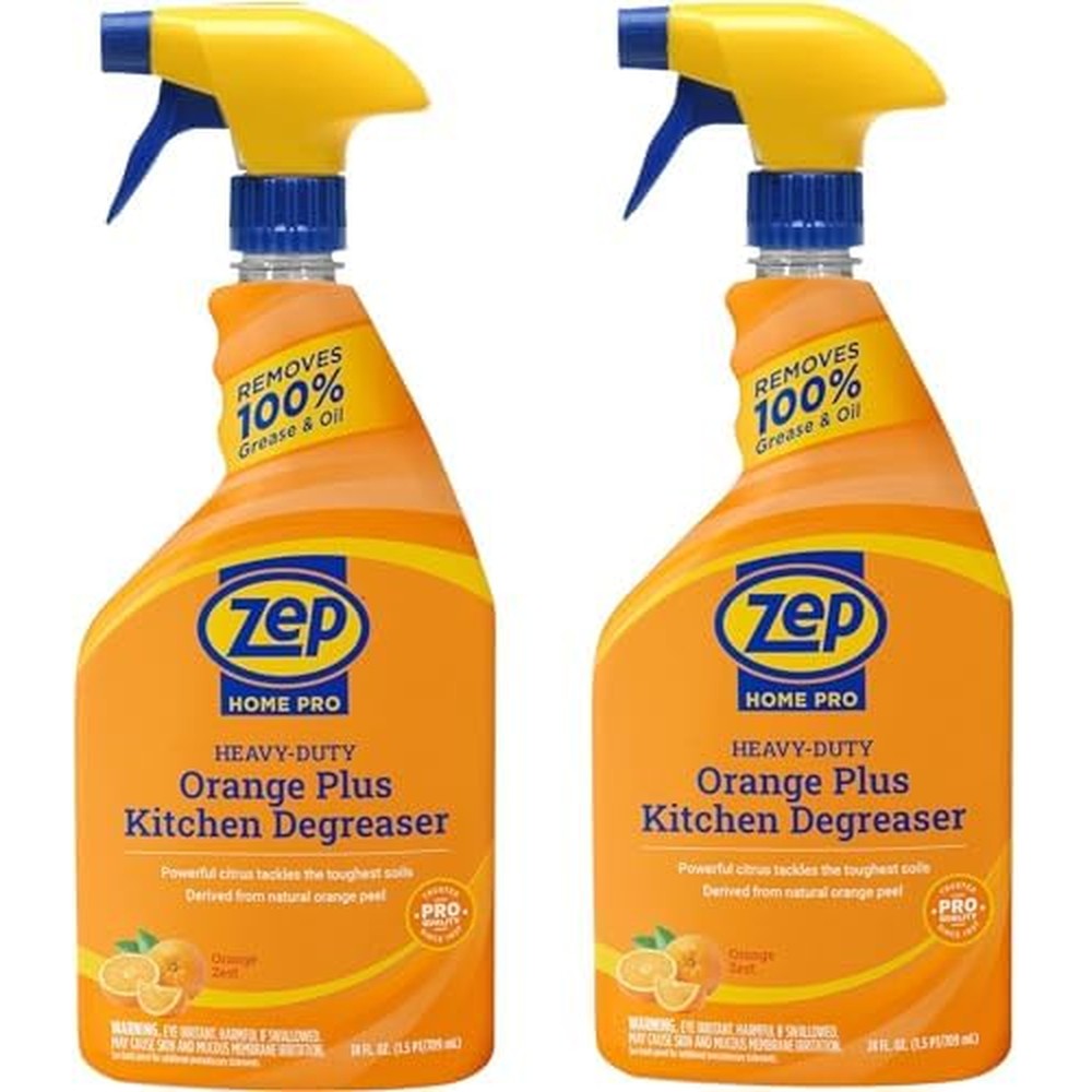 Zep Home Pro Orange Plus Kitchen Degreaser front view of twin pack bottles.