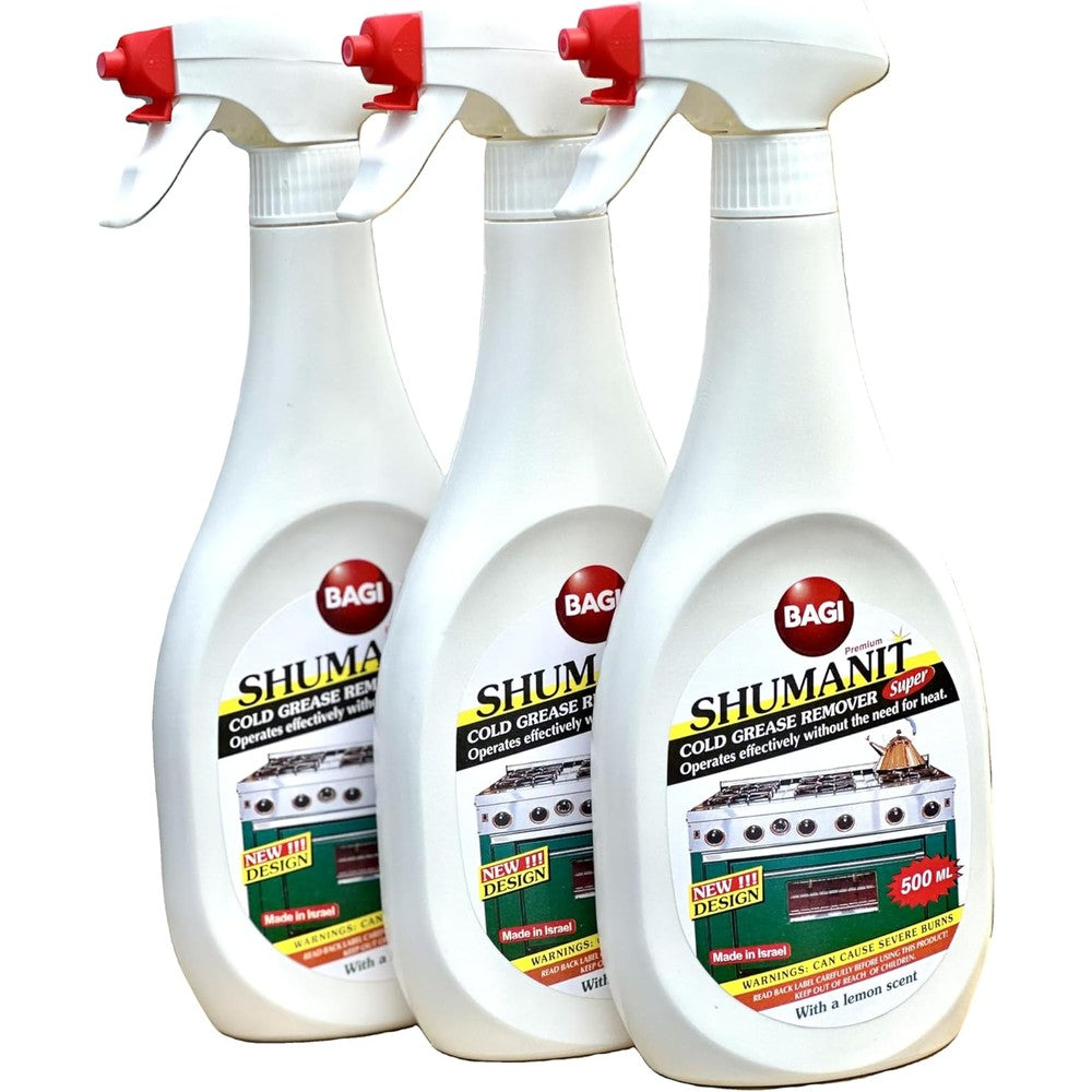 Bagi Shumanit Premium Cold Grease Remover 3-pack front view for heavy-duty kitchen cleaning.