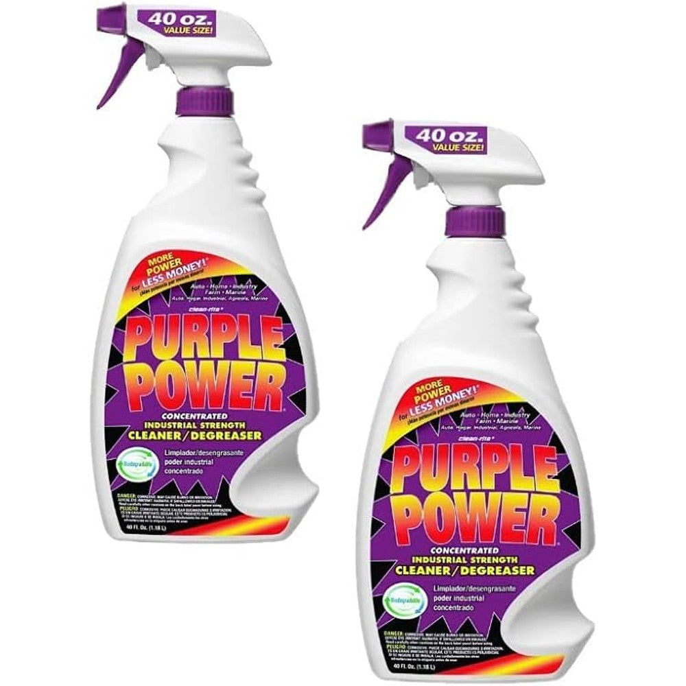 Purple Power Industrial Strength Cleaner and Degreaser 40 Ounce bottles front view for heavy duty cleaning.