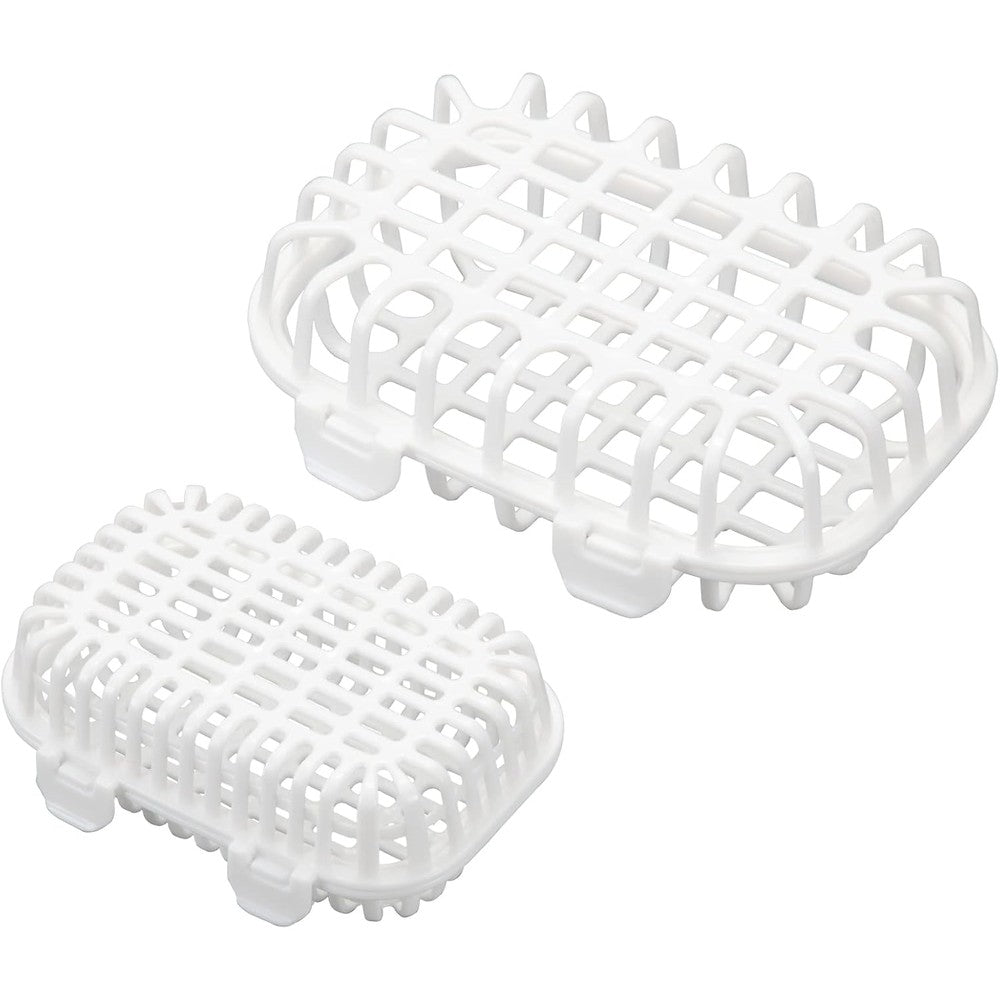 Hozetoke dishwasher basket front view showcasing the secure dual-pack white mesh design for bottle parts.