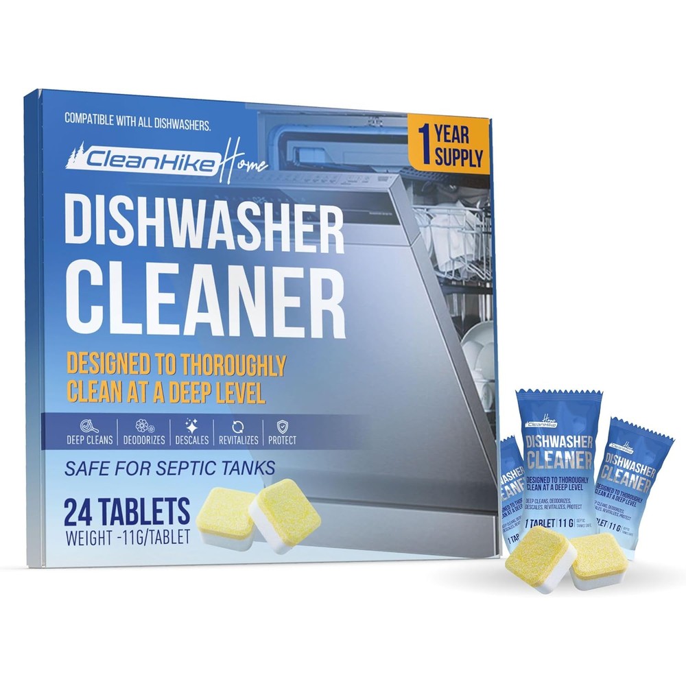 CleanHike Dishwasher Machine Cleaner and Deodorizer Tablets front view packaging