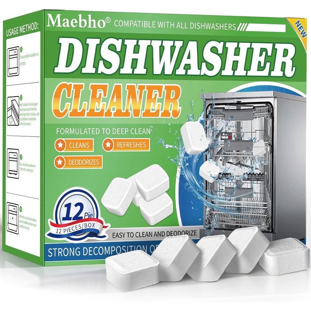 Maebho dishwasher cleaner and deodorizer tablets front view pack
