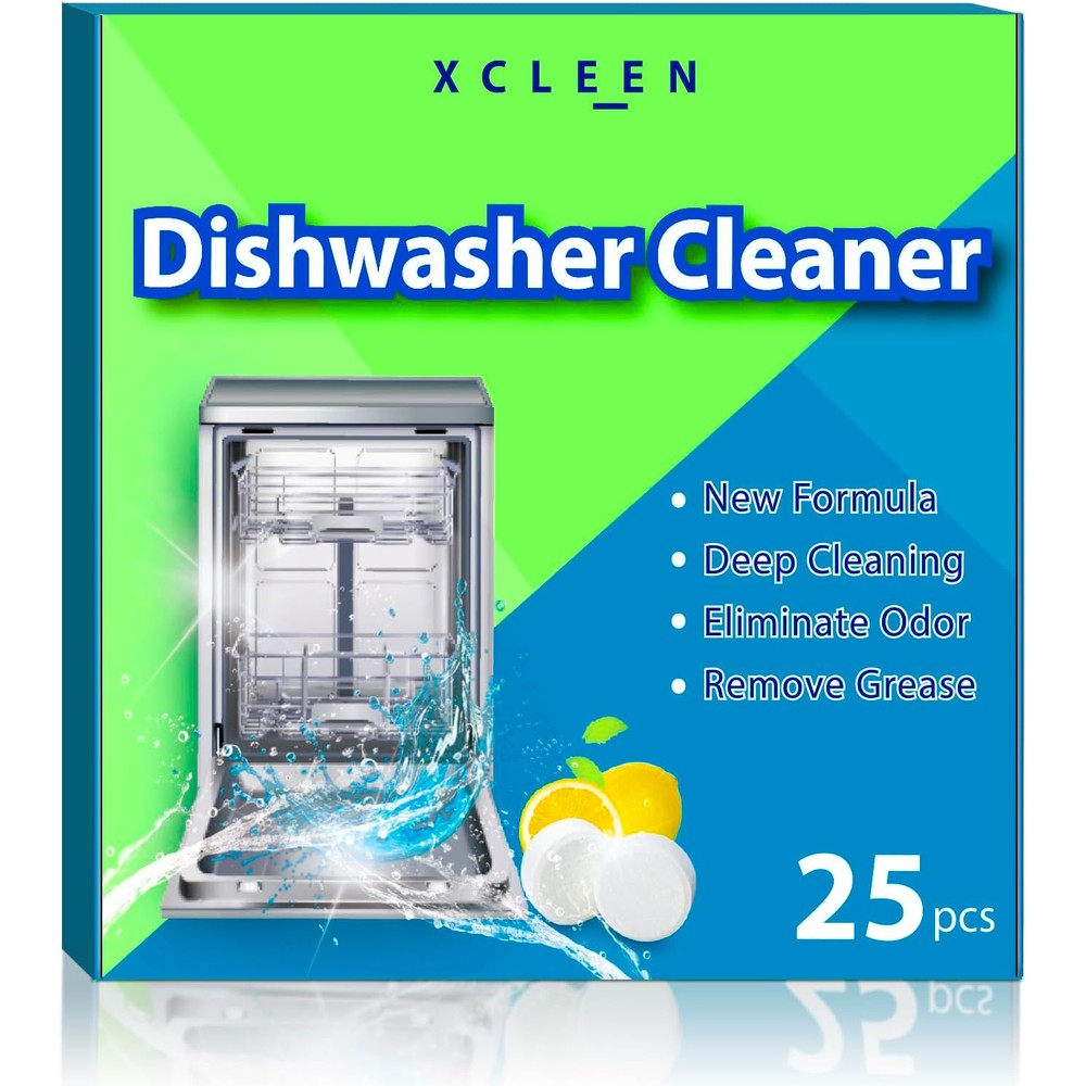 ACTIVE Xcleen dishwasher cleaner and deodorizer tablets 25 count front view packaging
