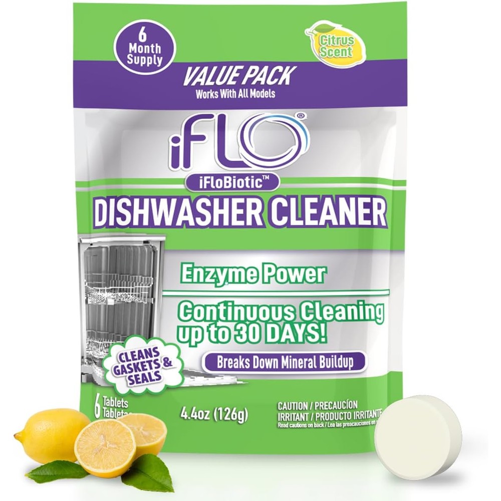 iFLO Dishwasher Cleaner Tablets 6 Pack front view