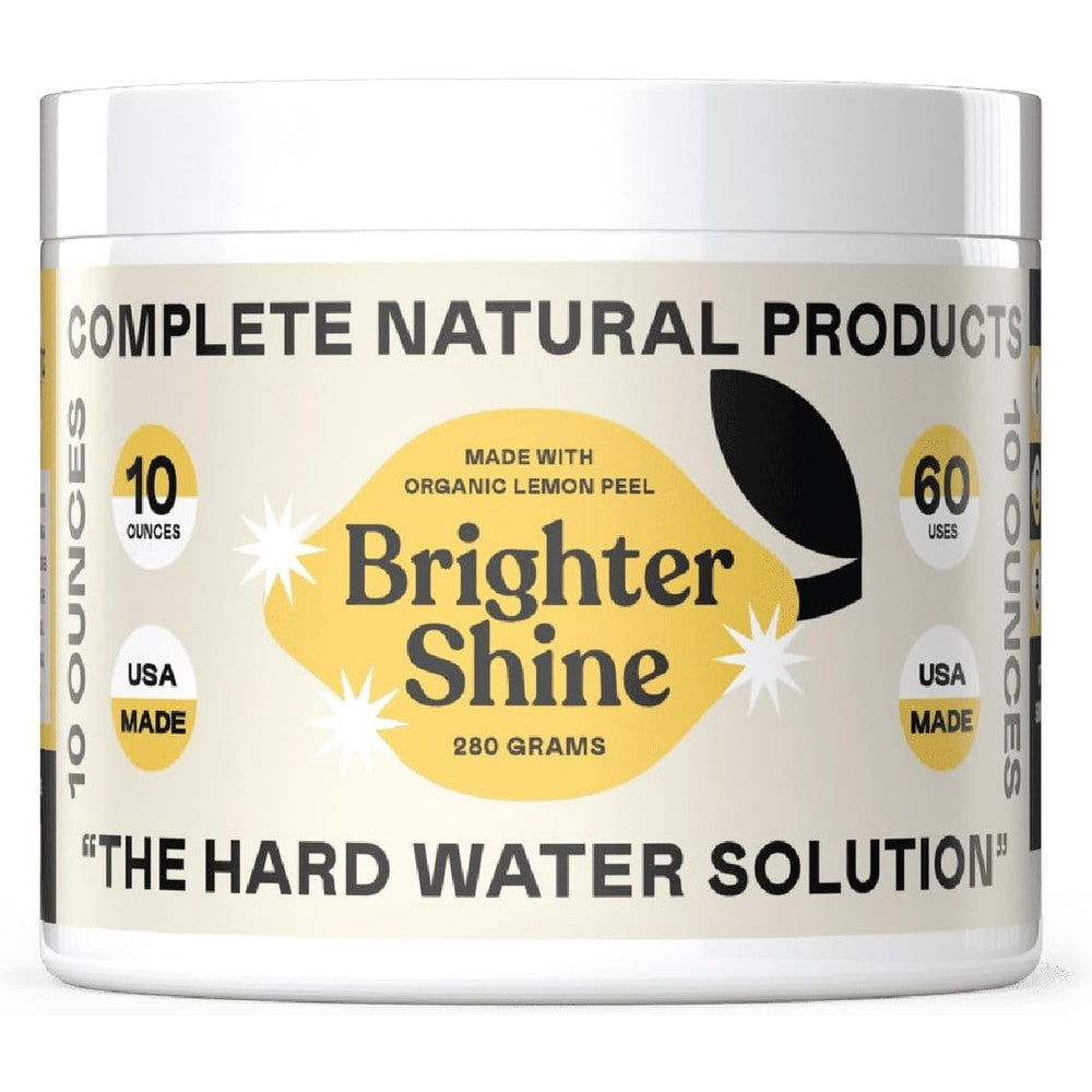 Complete Natural Products Brighter Shine dishwasher cleaner powder front view for hard water spots.