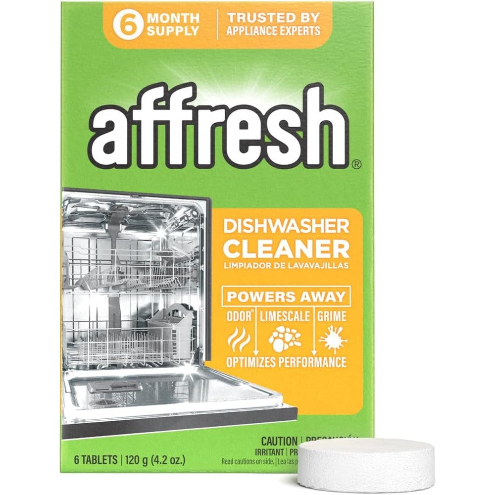 Affresh Dishwasher Cleaner 6 tablet pack front view for limescale removal.