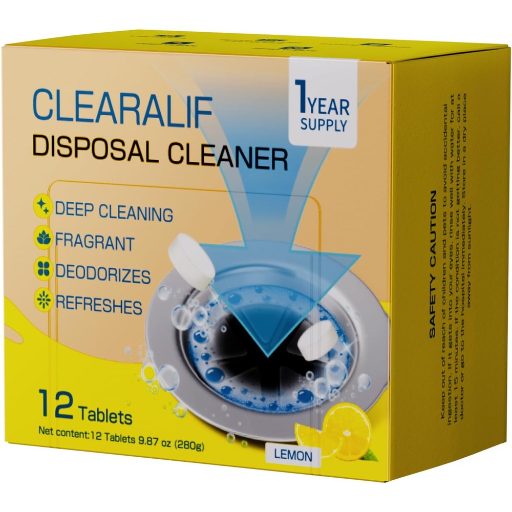 Clearalif household garbage disposal cleaners 12 tablets front view